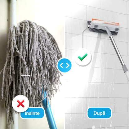Mătură-Mop 2-în-1  Reglabilă -Unghi 90 Grade – Perie + Racletă