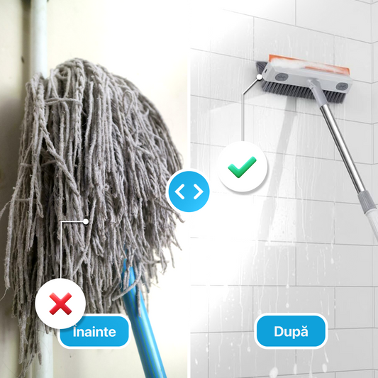 Mătură-Mop 2-în-1  Reglabilă -Unghi 90 Grade – Perie + Racletă